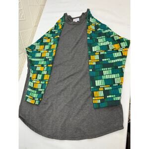 Lularoe 2xl women Top gray green yellow long sleeve